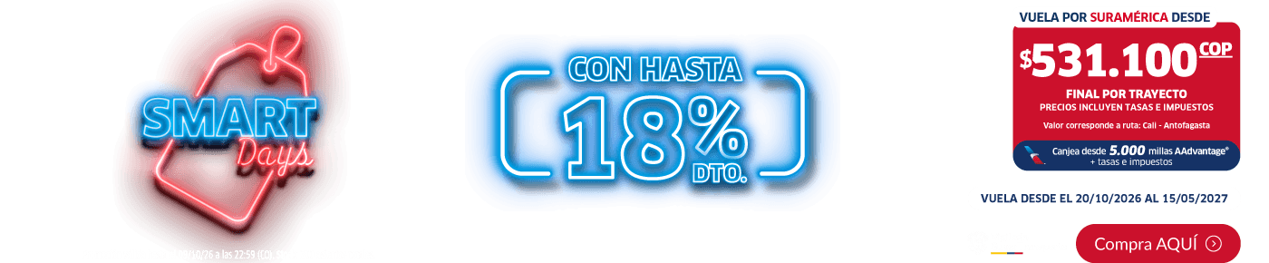 Smart Days Sudamérica hasta 18% de descuento